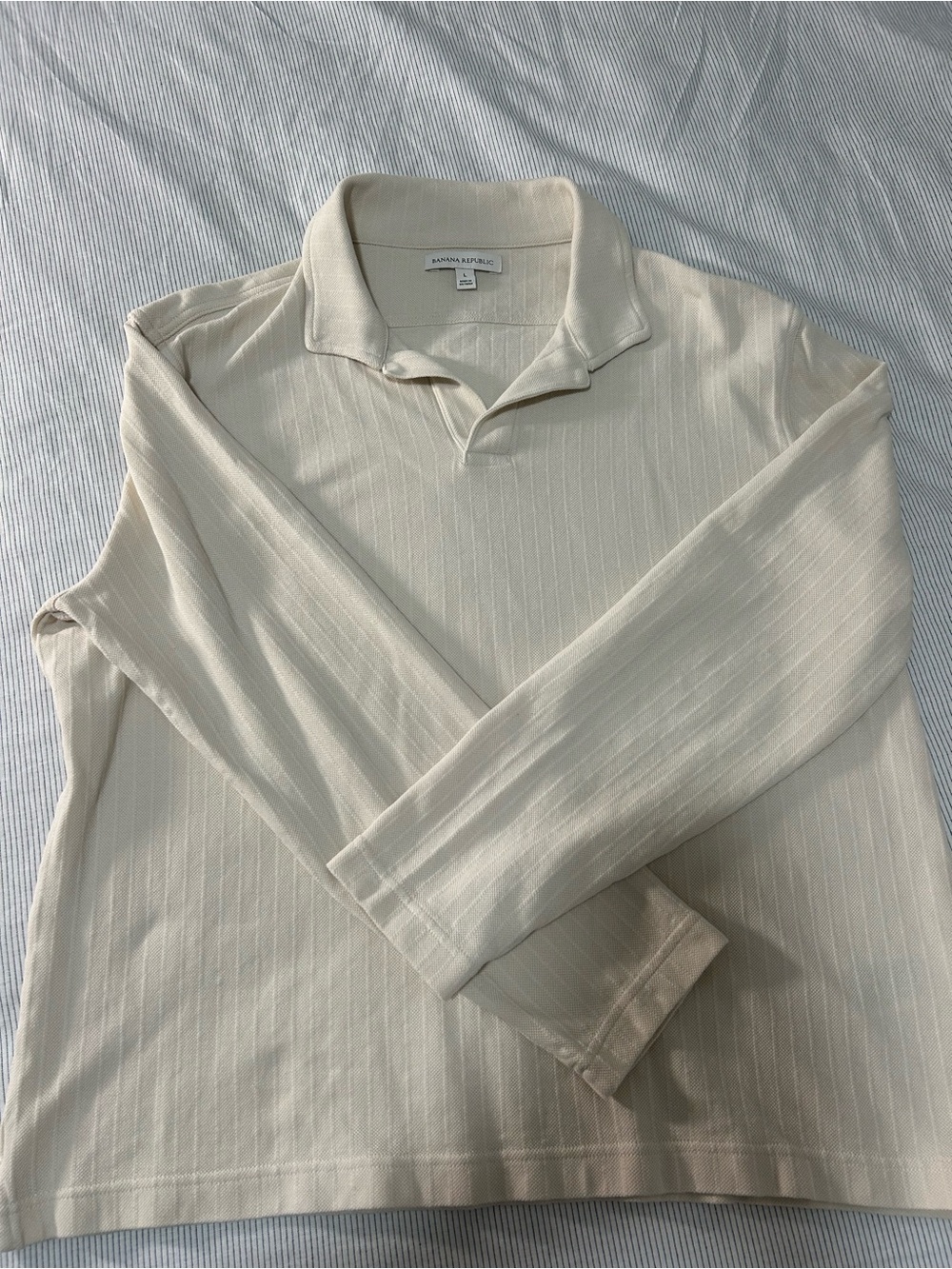 Banana Republic Ivory Long-Sleeve Polo